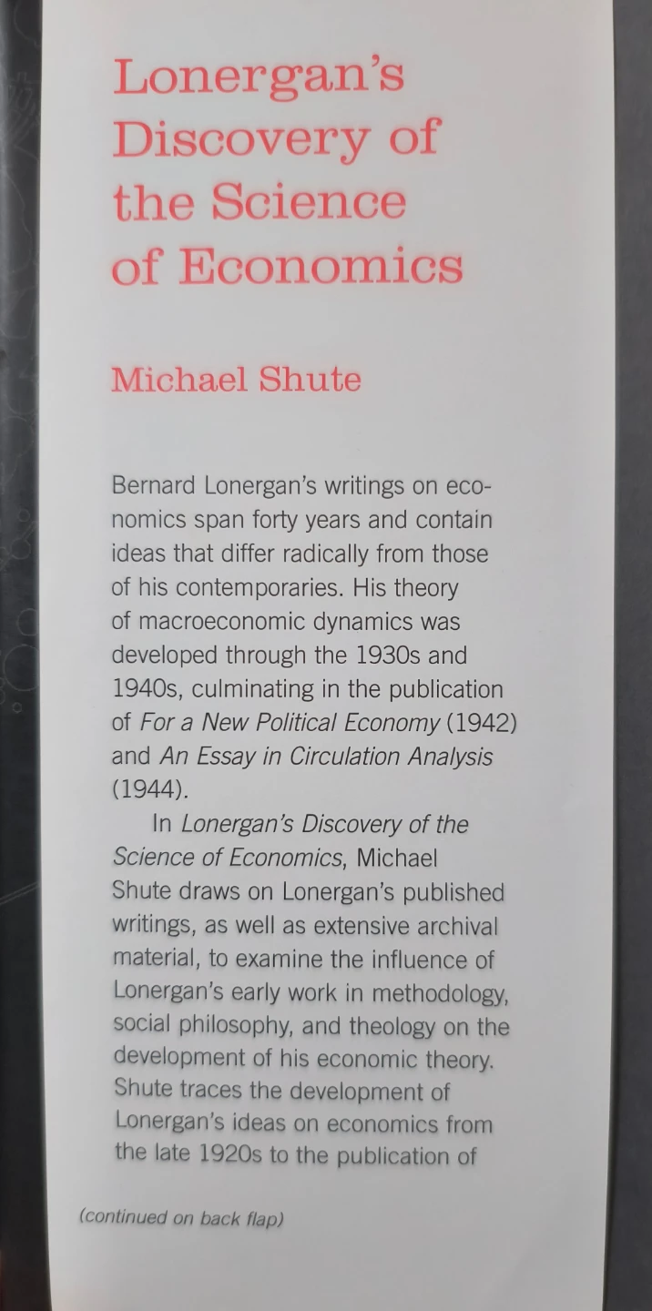Lonergan's Discovery of the Science of Economics, hardcover - photo 3