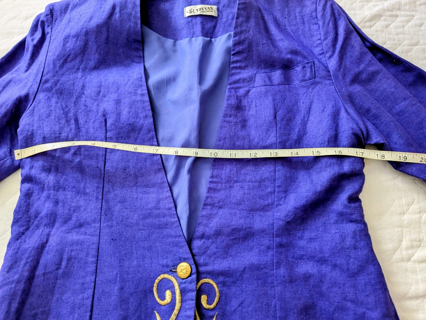 Vintage Women's Purple Embroidered Linen Blazer XS/S - photo 5
