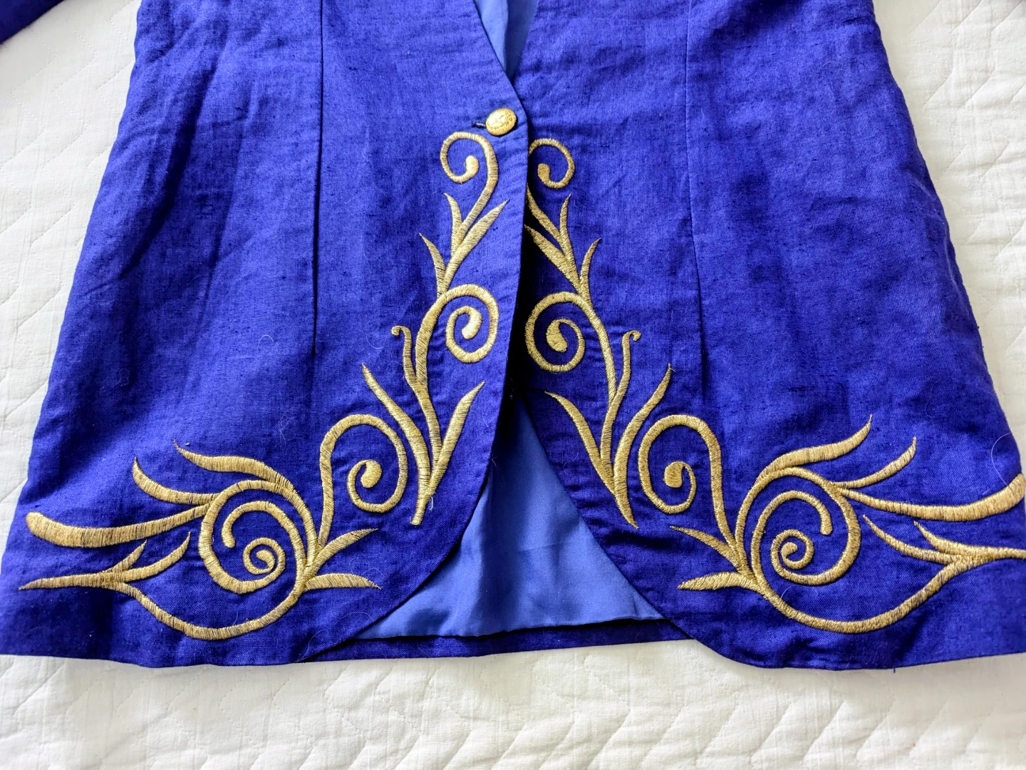 Vintage Women's Purple Embroidered Linen Blazer XS/S - photo 4