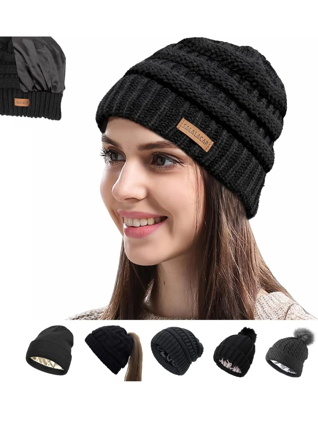 Chunky Cable Knit Beanie with Satin Lining🥕