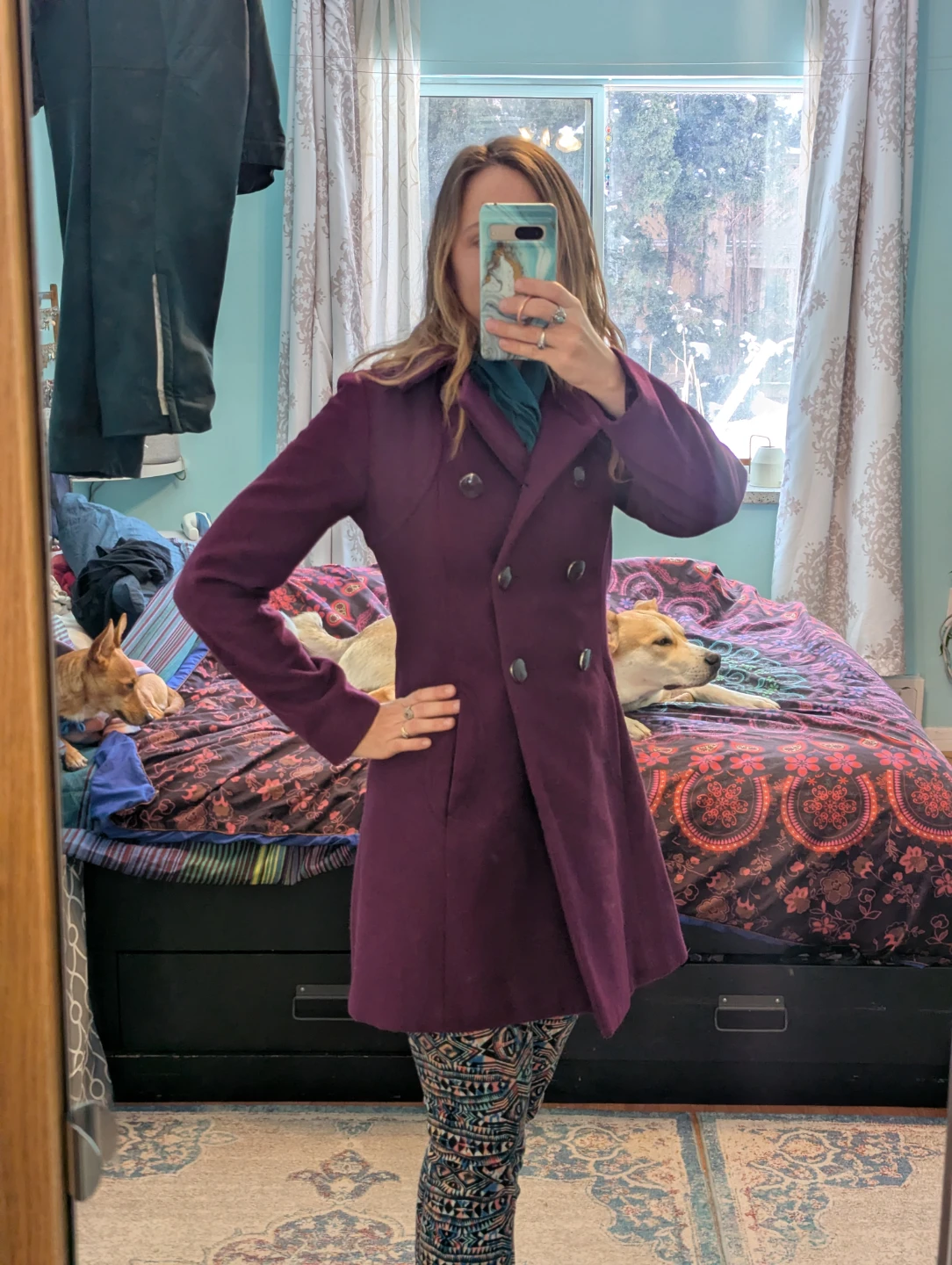 H&M Purple Double-Breasted Wool Blend Coat - photo 4