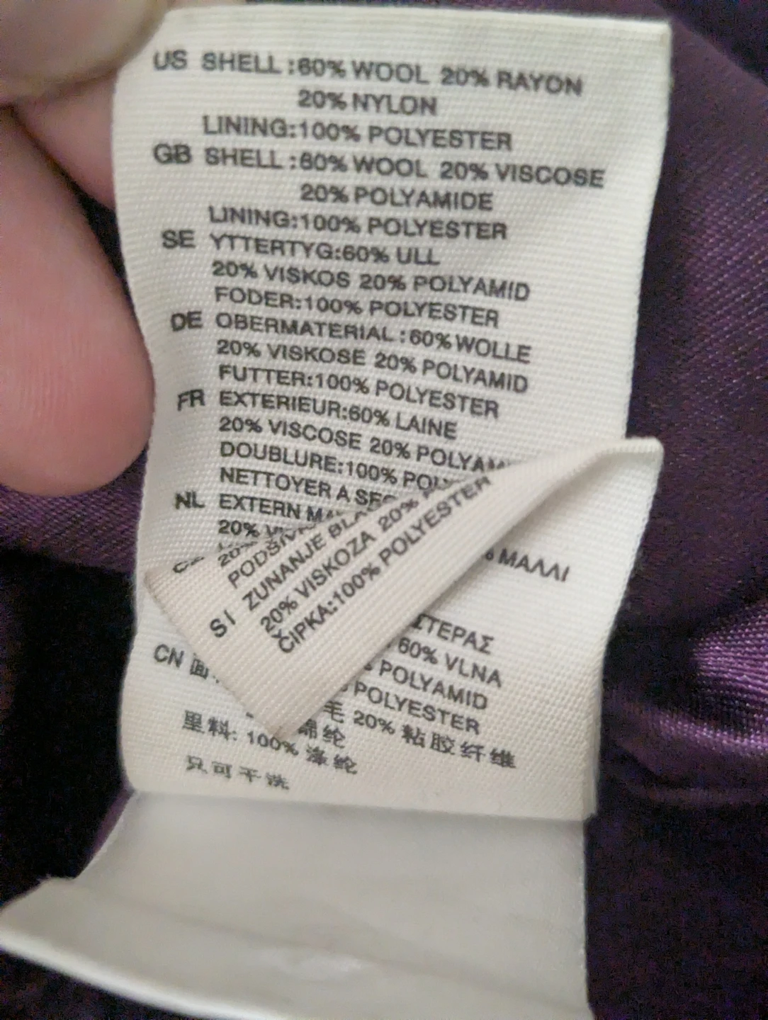 H&M Purple Double-Breasted Wool Blend Coat - photo 5