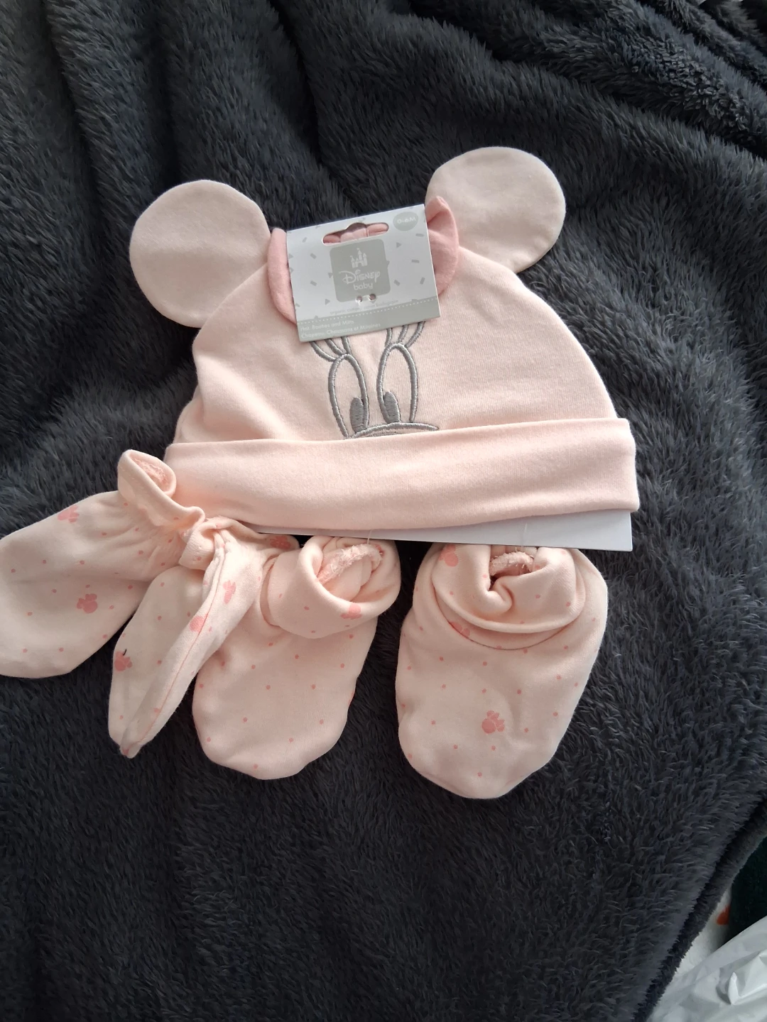 Disney Baby Pink Minnie Mouse Hat and Mittens Set