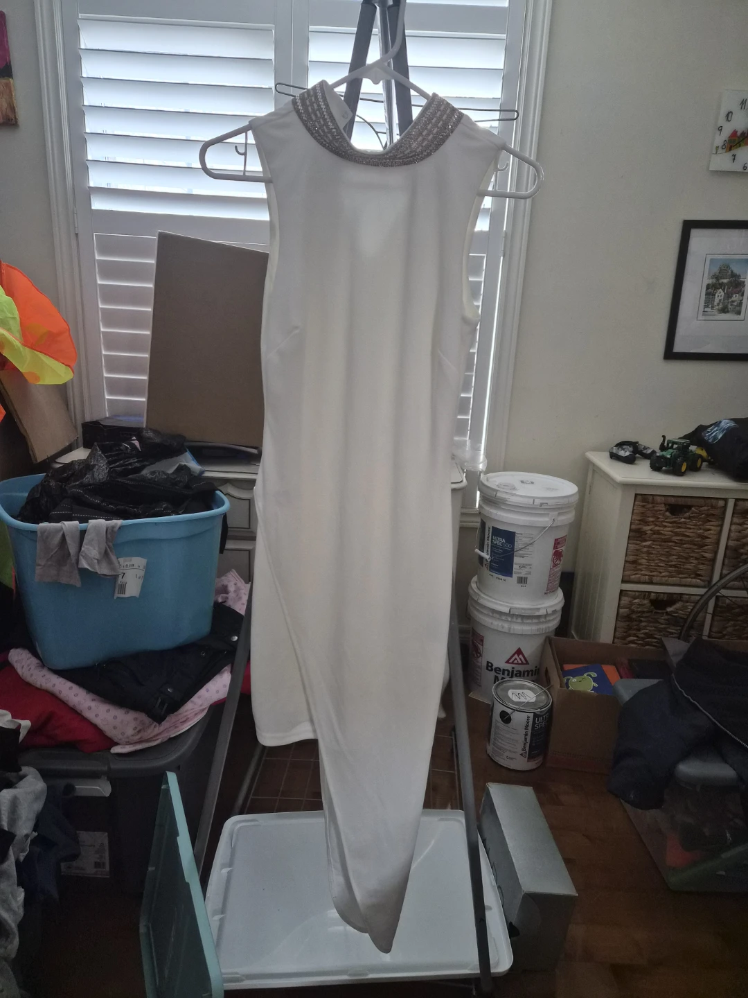 Bebe White Embellished Collar Dress XS