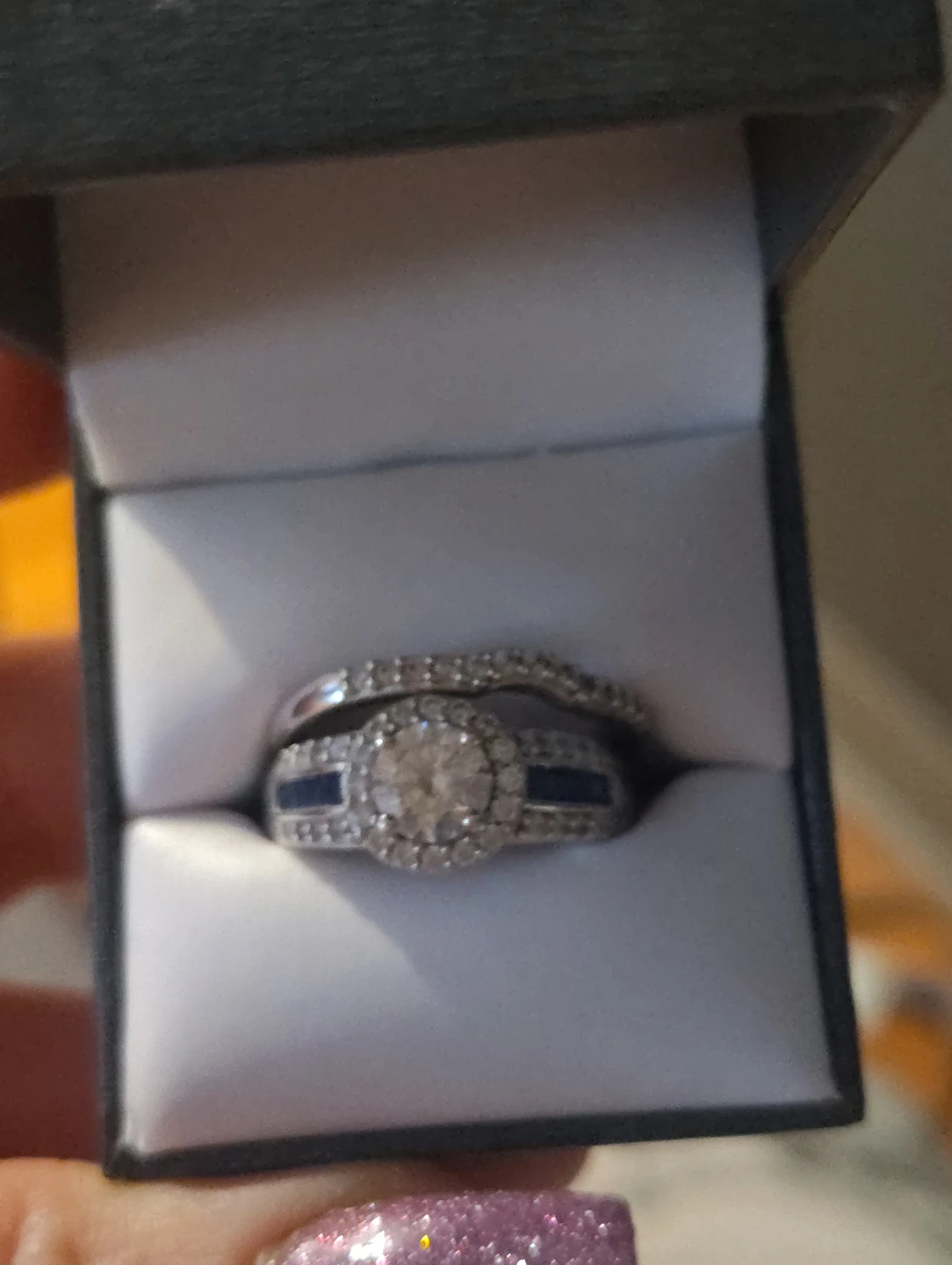 Diamond ring with blue sapphire - photo 3