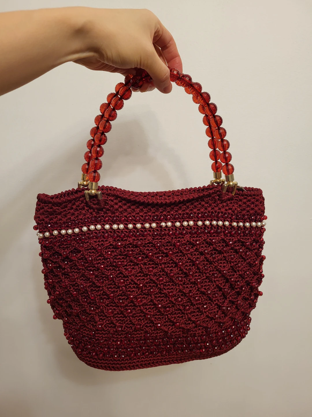 Handmade Beaded Macrame Handbag