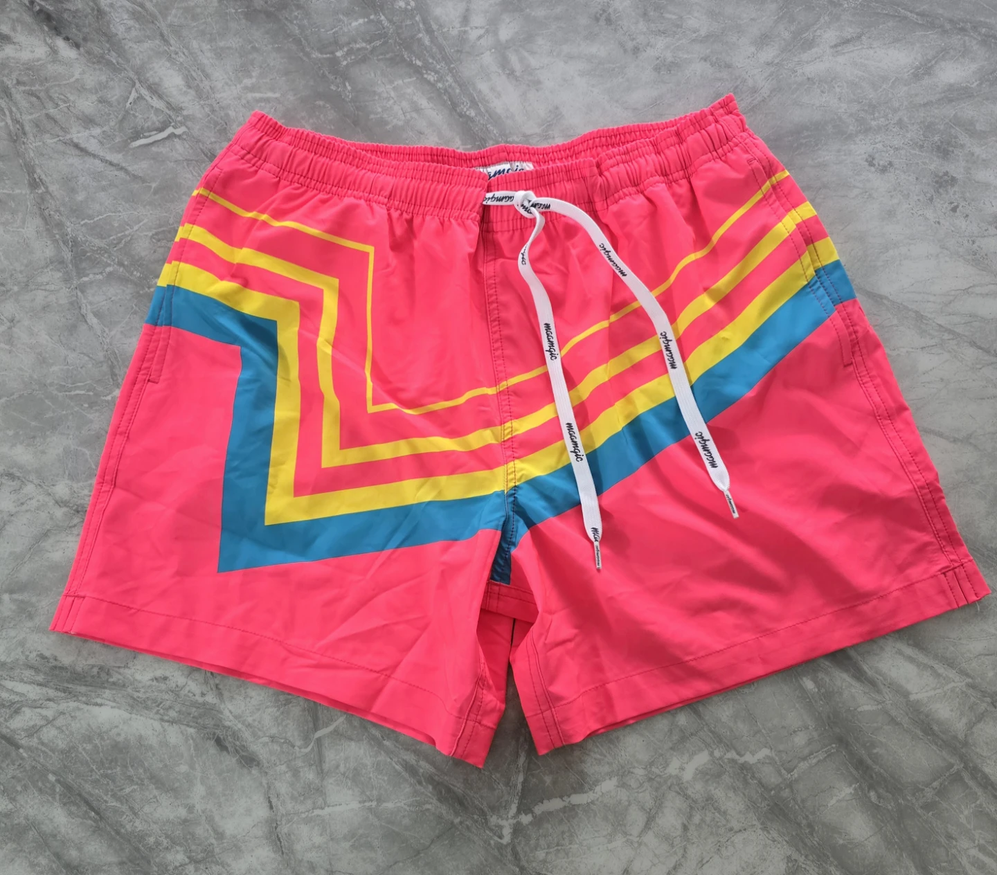 New Large-Maamgic Swim Trunks Men's Medium Neon Pink Striped - photo 4