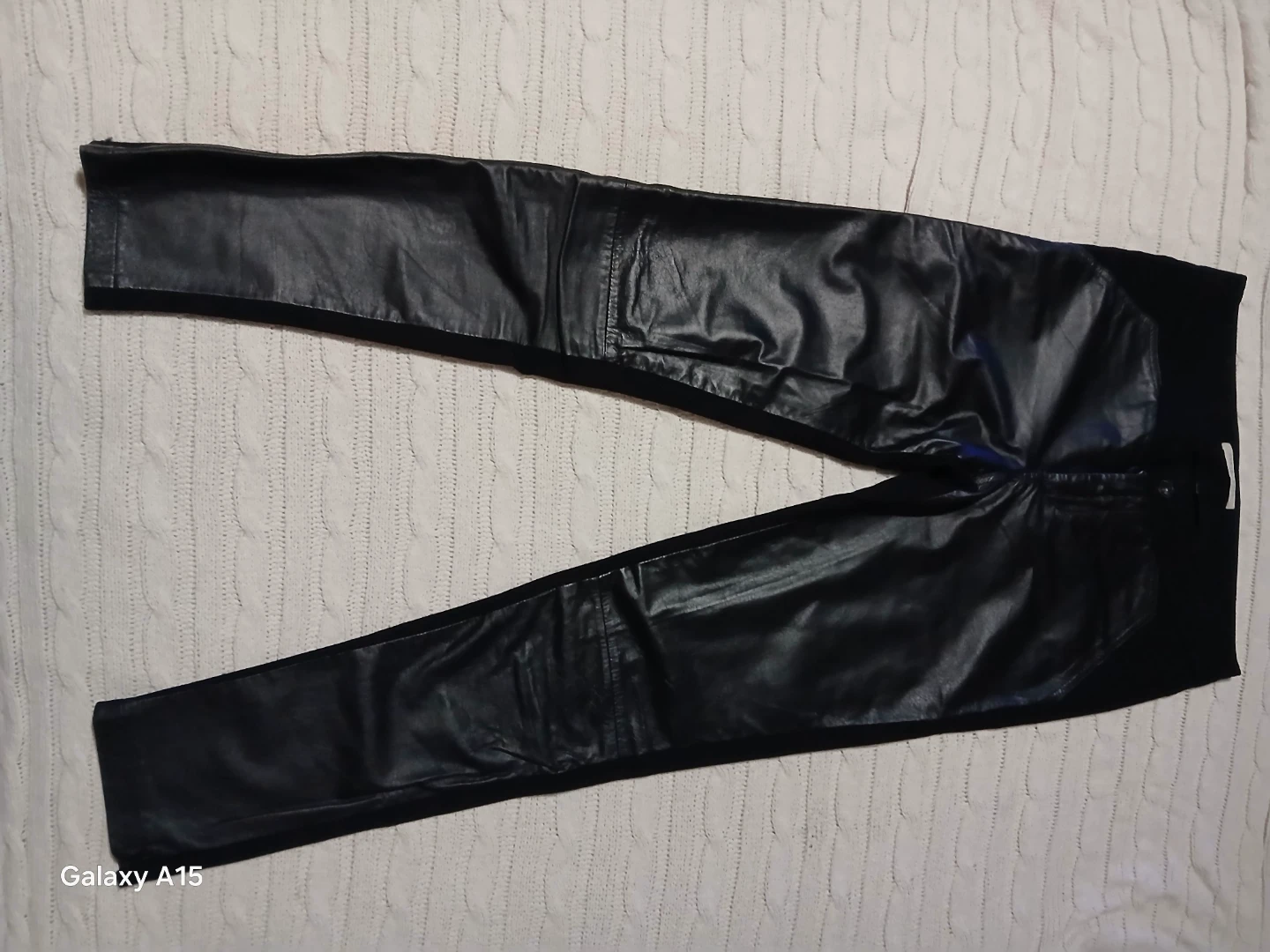 CENTRE VILLE PARIS Black Faux Leather Paneled Pants