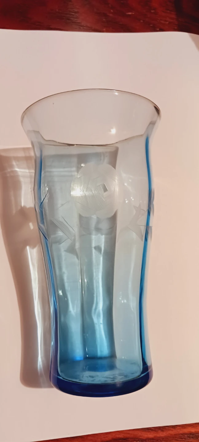 Antique German Fine Etched Blue Crystal Tumbler - photo 5