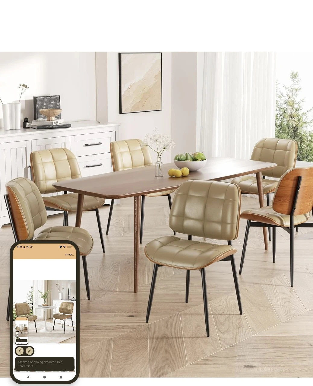 Dining Chairs Set of 4 – Mid-Century Modern (Khaki)