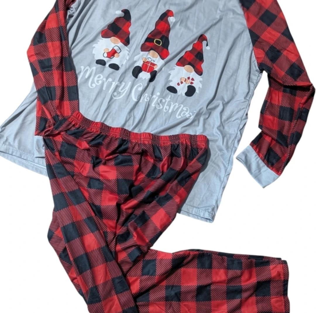 Christmas Gnome Pajama Set - Red Buffalo Plaid - photo 3
