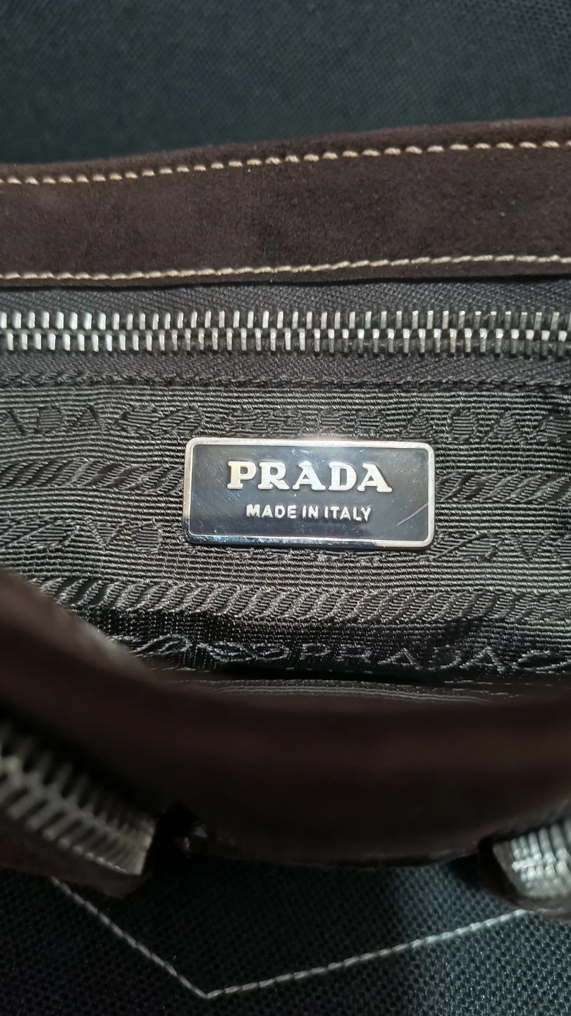 Prada Brown Suede Chain Shoulder Bag