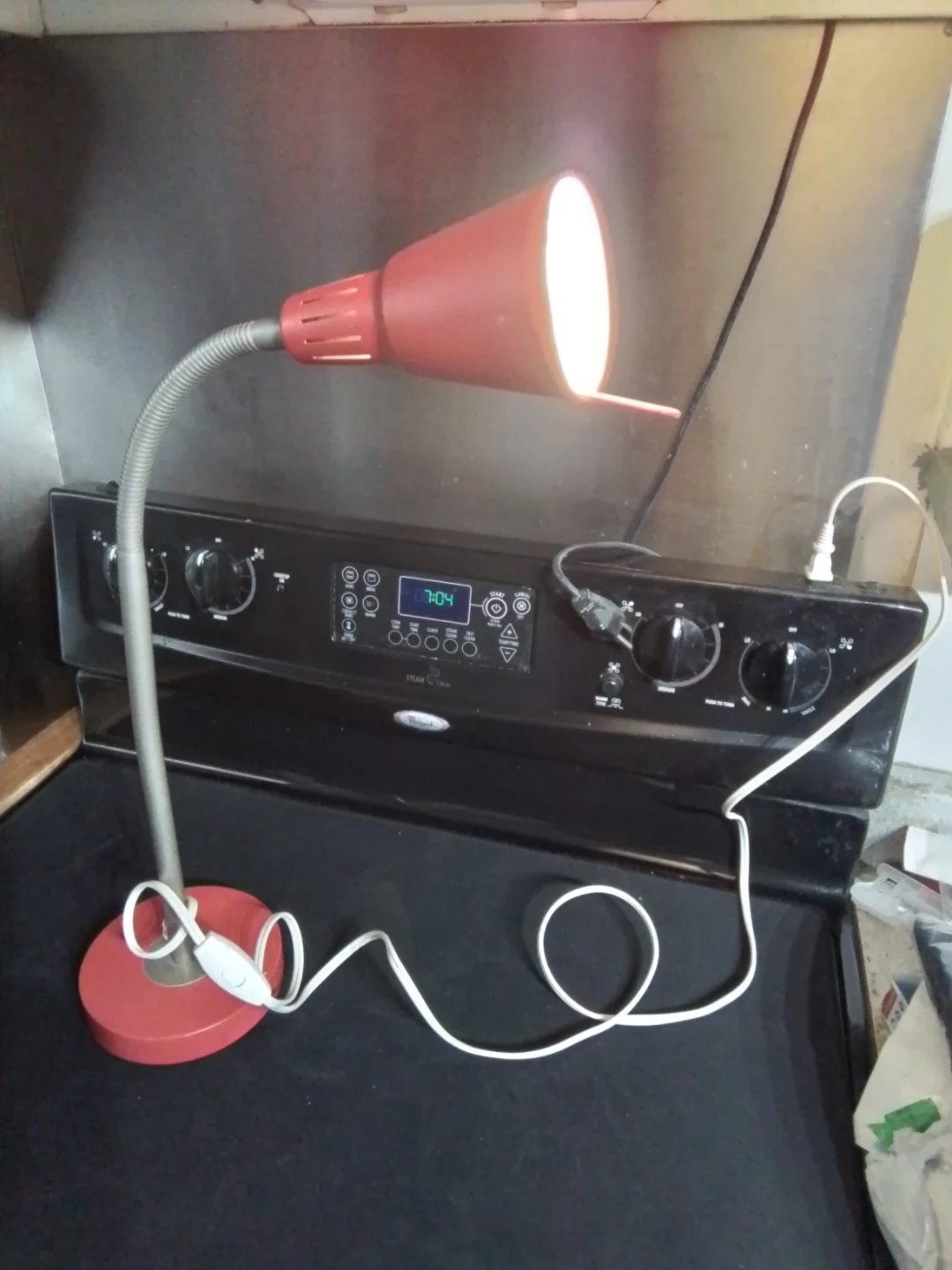 IKEA Red and Silver Metal Desk Lamp, Gooseneck