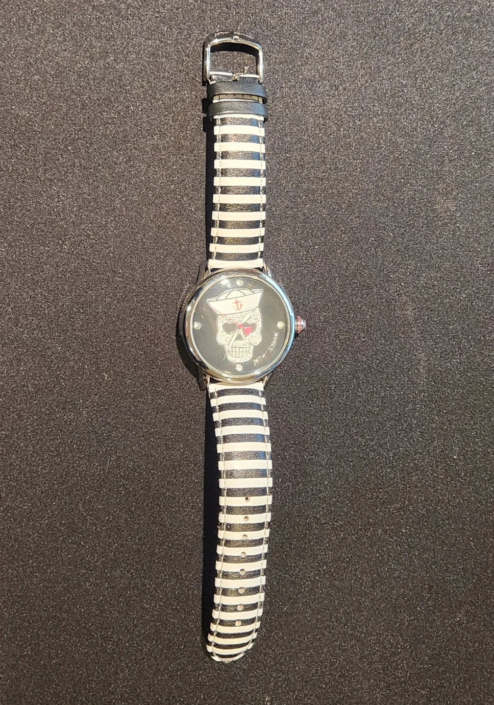 Betsey Johnson Skull Watch - Black and White Stripes - photo 2