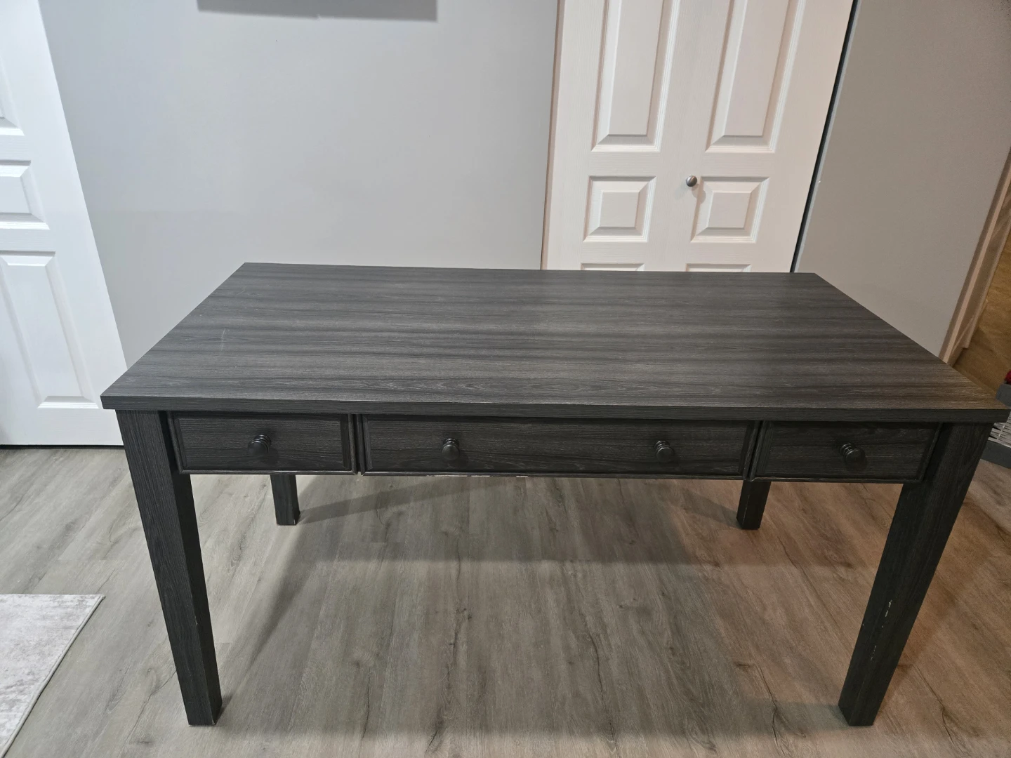 Grey Oak Desk with 3 Drawers & Keyboard Tray