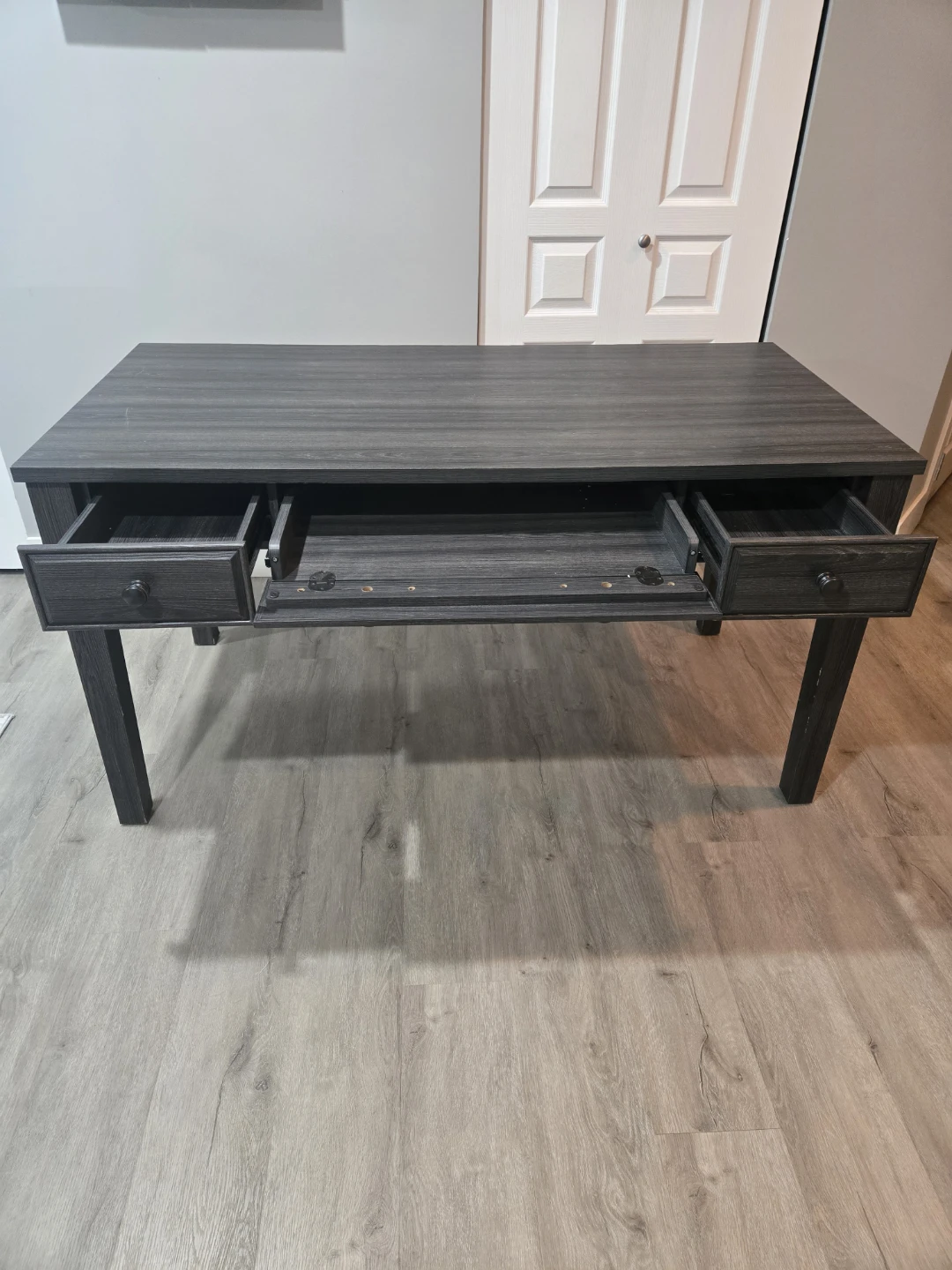 Grey Oak Desk with 3 Drawers & Keyboard Tray - photo 2