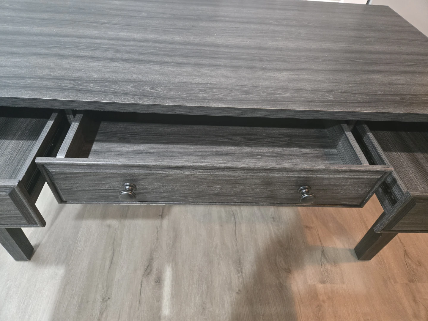 Grey Oak Desk with 3 Drawers & Keyboard Tray - photo 5