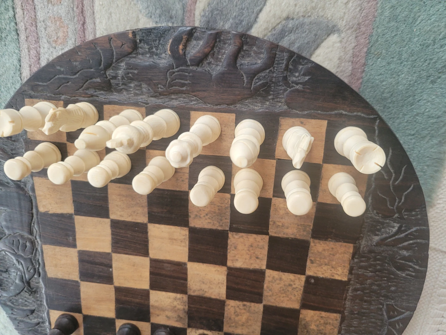 HAND Carved Wooden Chess Set - photo 4