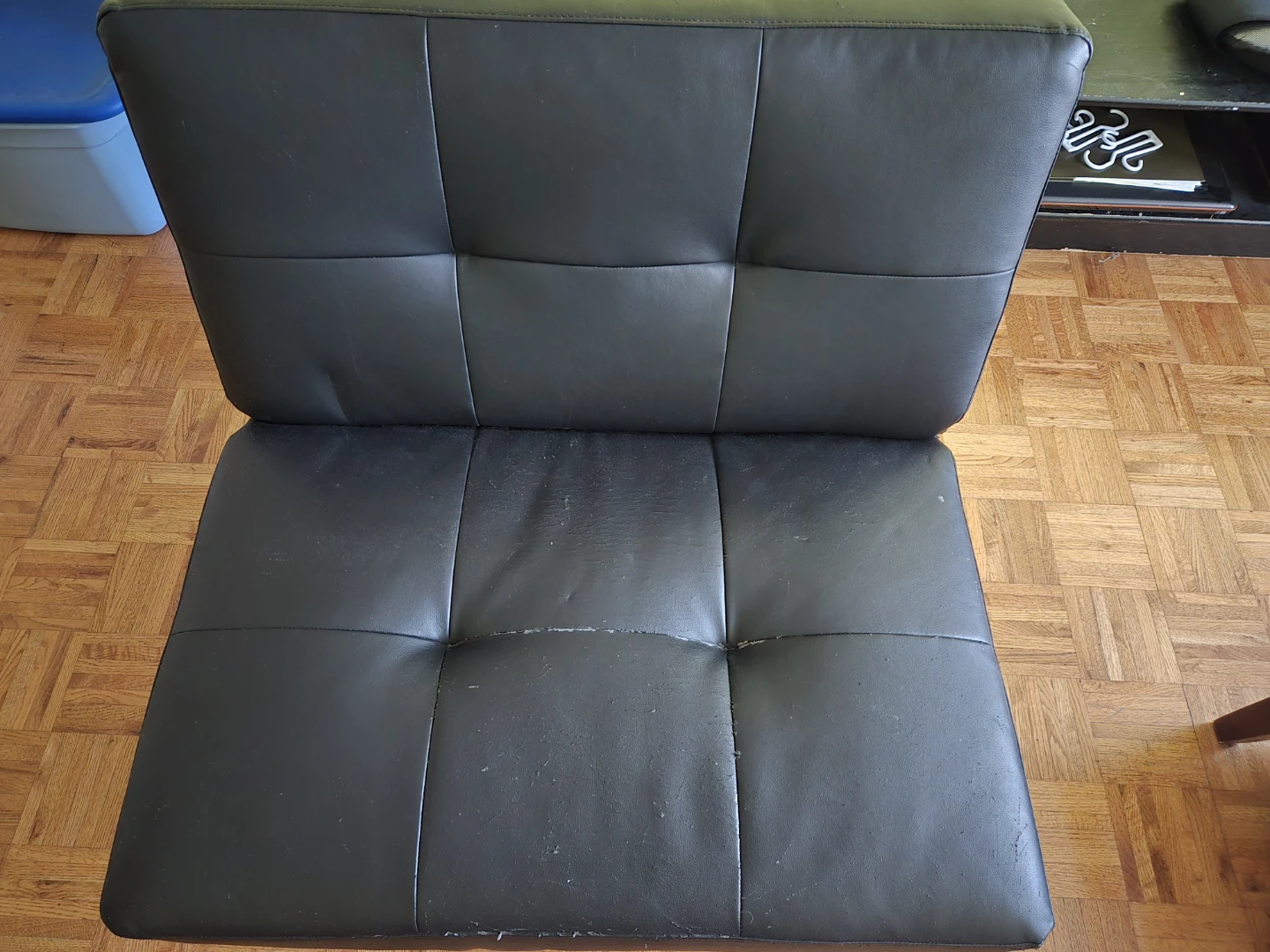 Black Faux Leather Armless Chair - photo 3