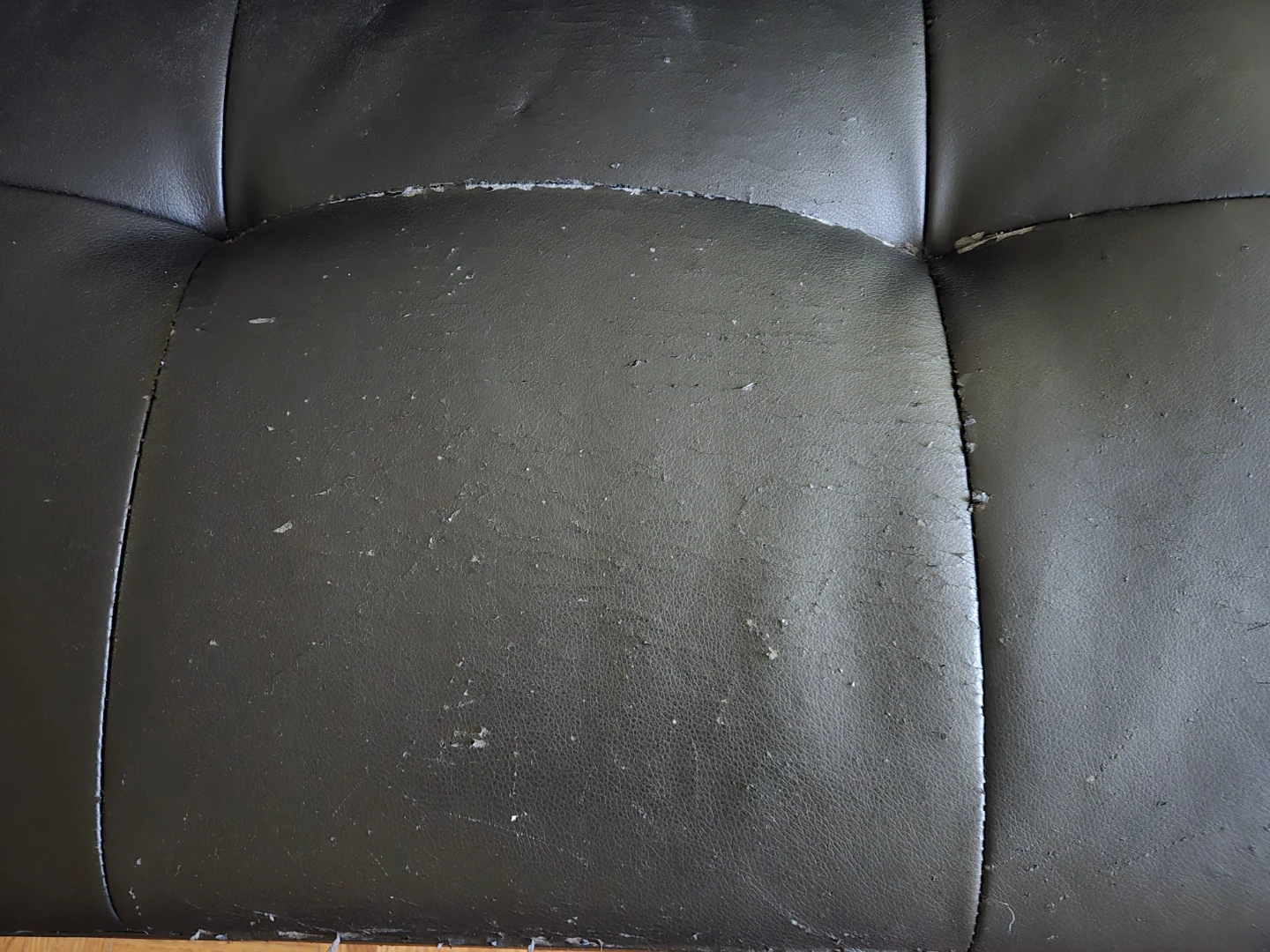 Black Faux Leather Armless Chair - photo 4