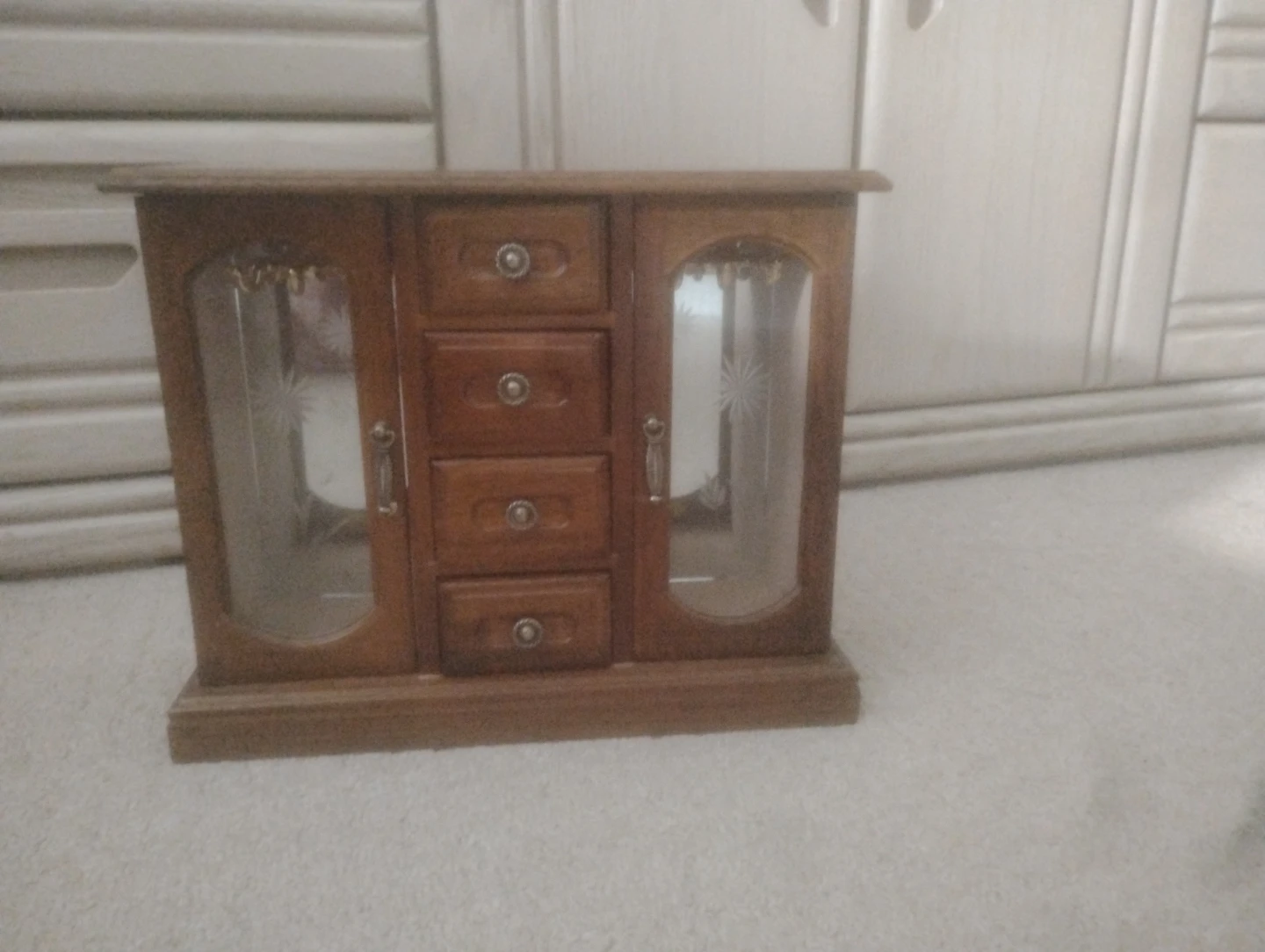 Wooden Jewelry Box with Drawers and Glass Doors - photo 2