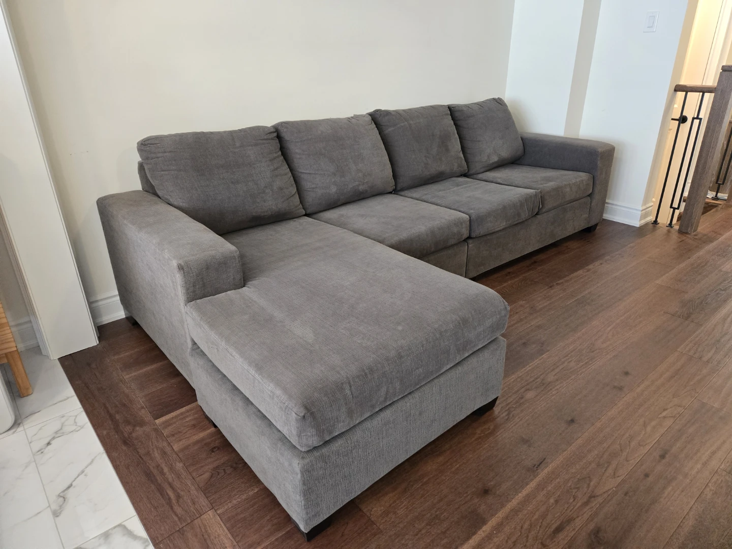Grey Sectional Sofa with Chaise - photo 2