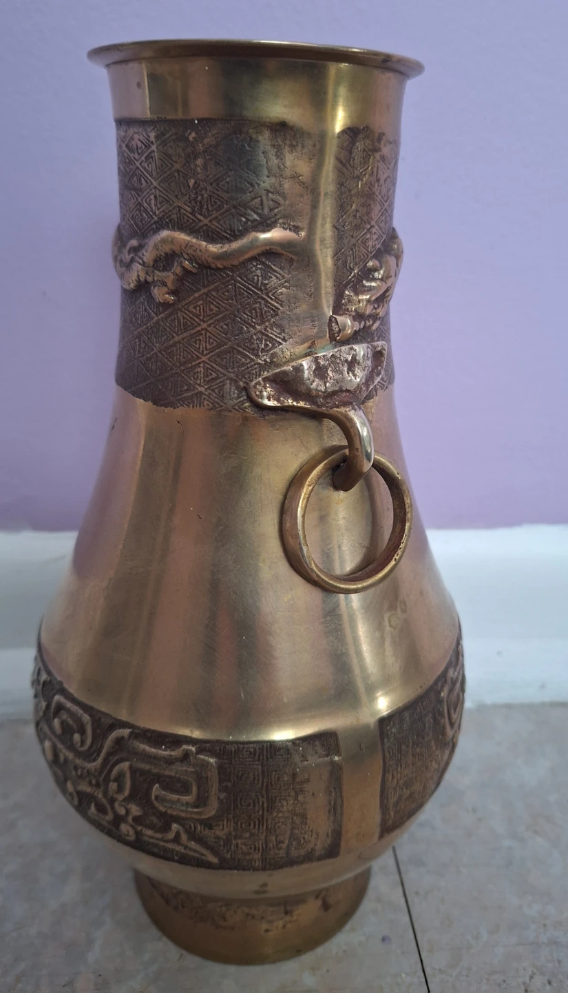 Antique Vintage Brass Dragon Vase - photo 2