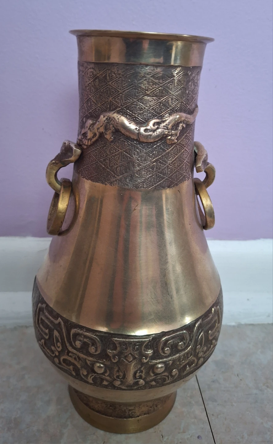 Antique Vintage Brass Dragon Vase - photo 3