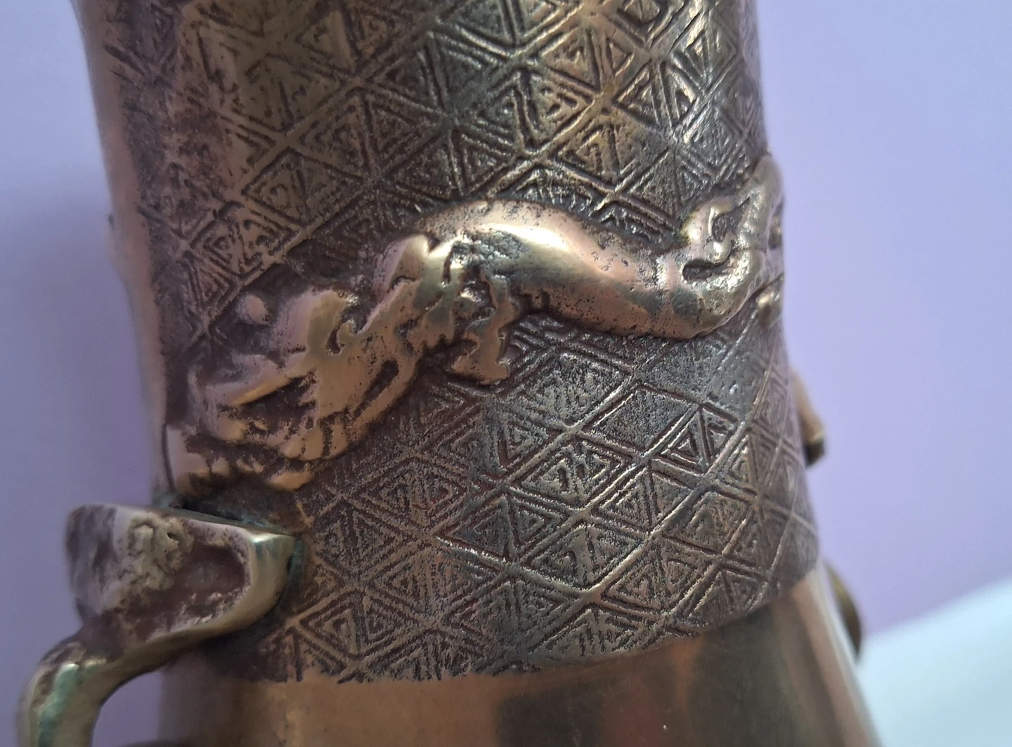 Antique Vintage Brass Dragon Vase - photo 4