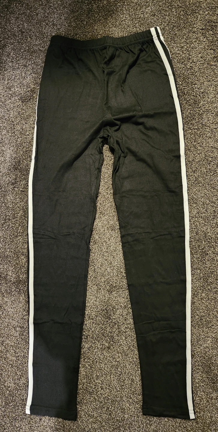 White and Black Athletic Pants with Side Stripes Size 10-12 - photo 2