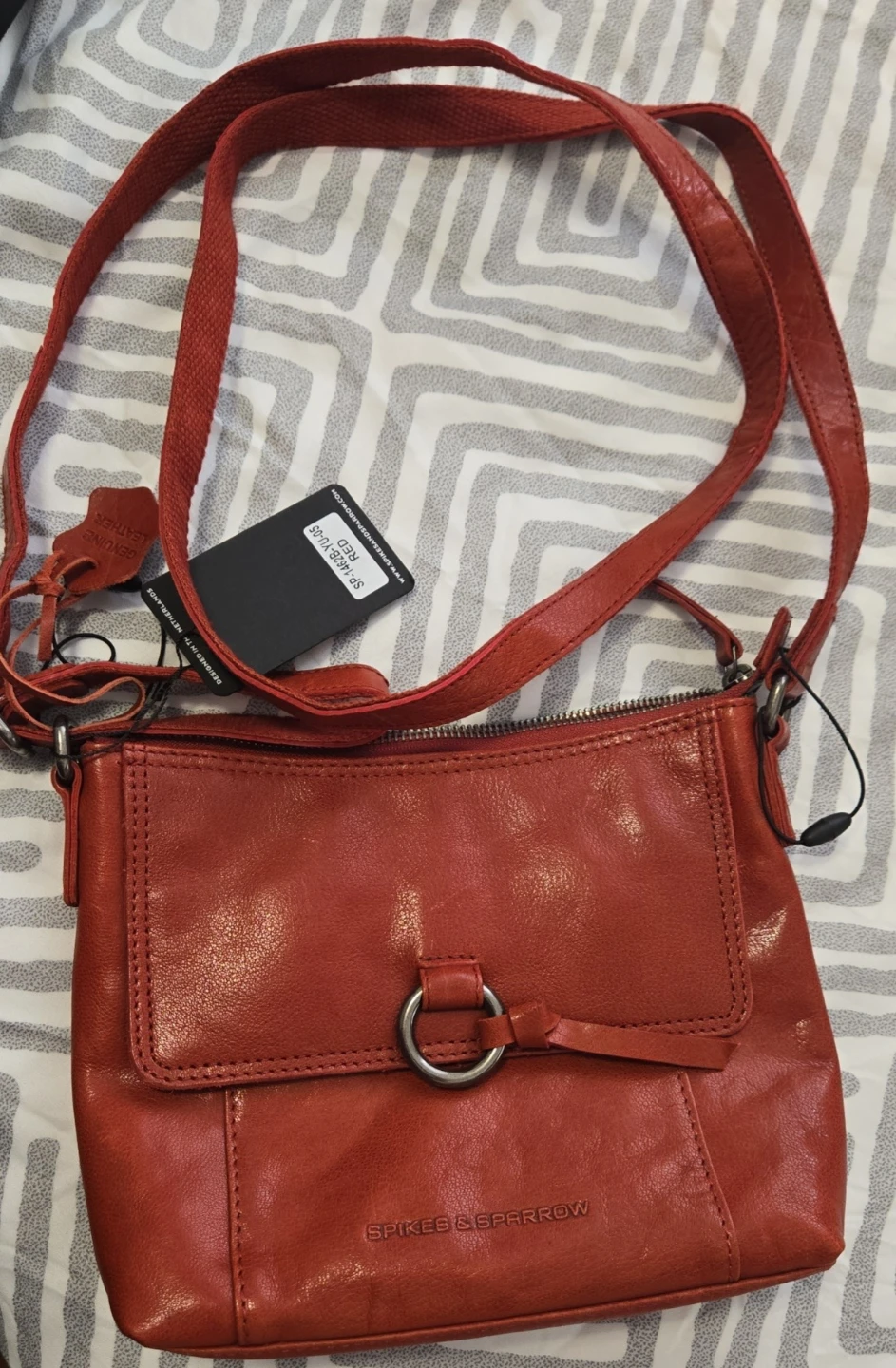 Spikes & Sparrow Red Leather Crossbody Bag