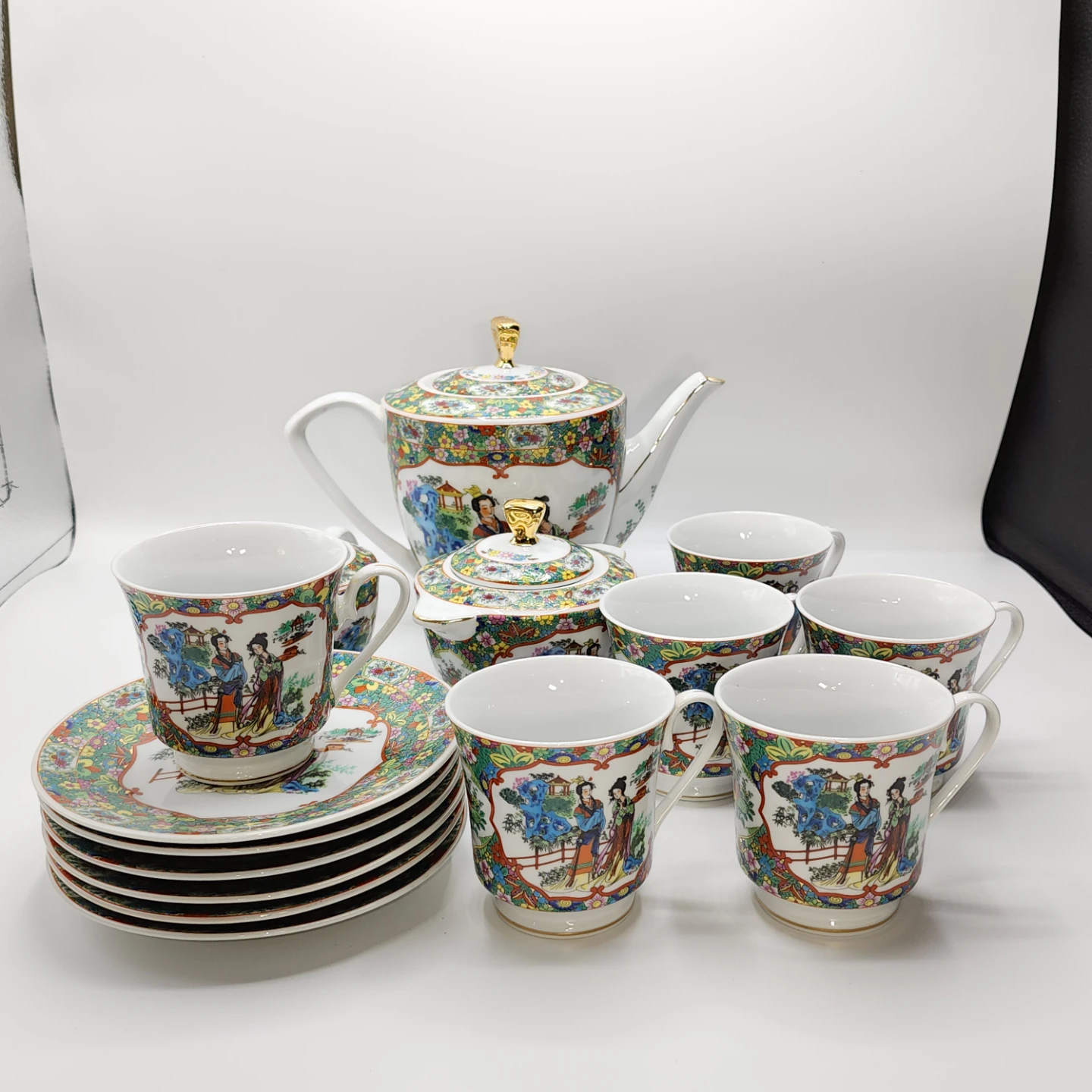 Old Chinese Porcelain Coffee Set 17pcs
