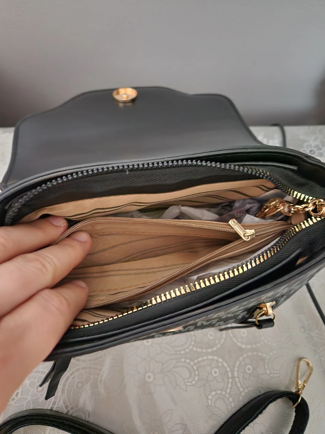 Black "M" Monogram Crossbody Bag with Gold Hardware - photo 2