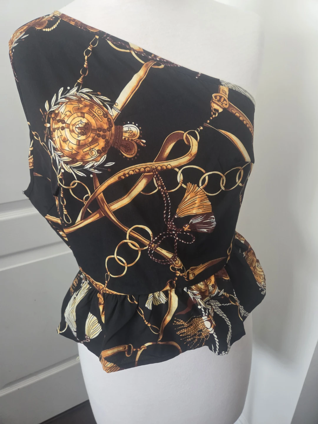 One Shoulder Print Peplum Top - photo 2
