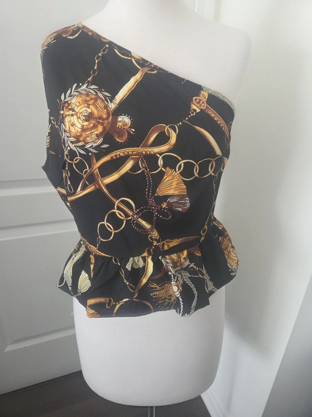 One Shoulder Print Peplum Top - photo 5