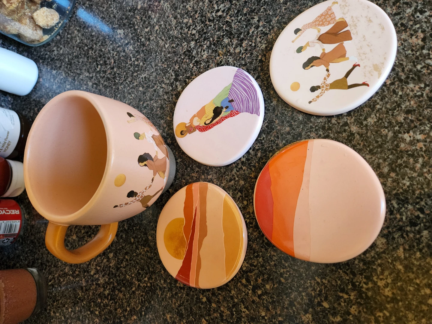 Mug and Coaster Set with People Designs - photo 2