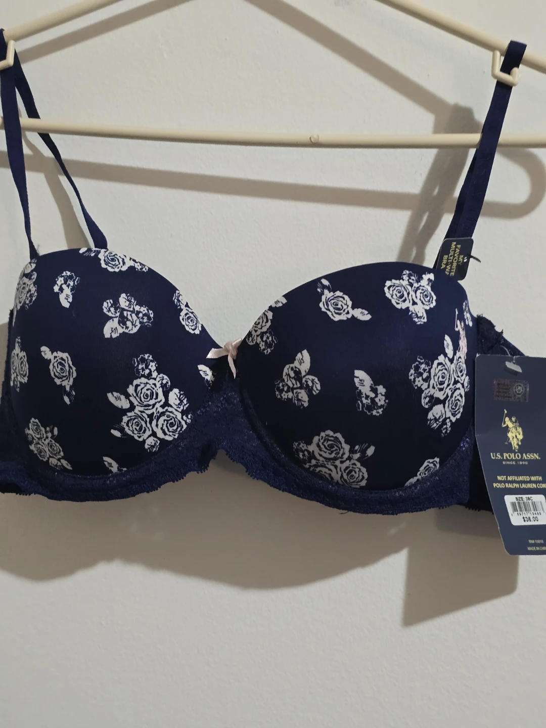 U.S. Polo Assn. Navy Floral Print Bra 38C