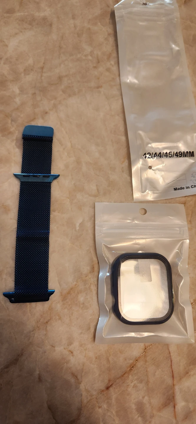 Blue Milanese Loop Apple Watch Band with Bumper Case