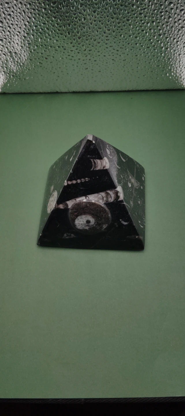 Decorative Black orthoceras Ammonite Fossil Pyramid - photo 2
