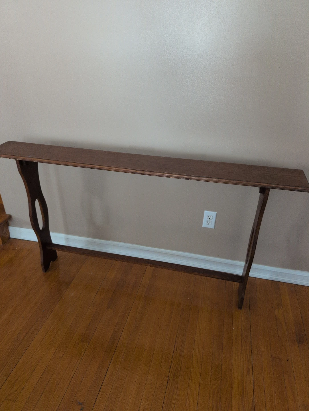 Slim Wooden Console Table behind sofa table