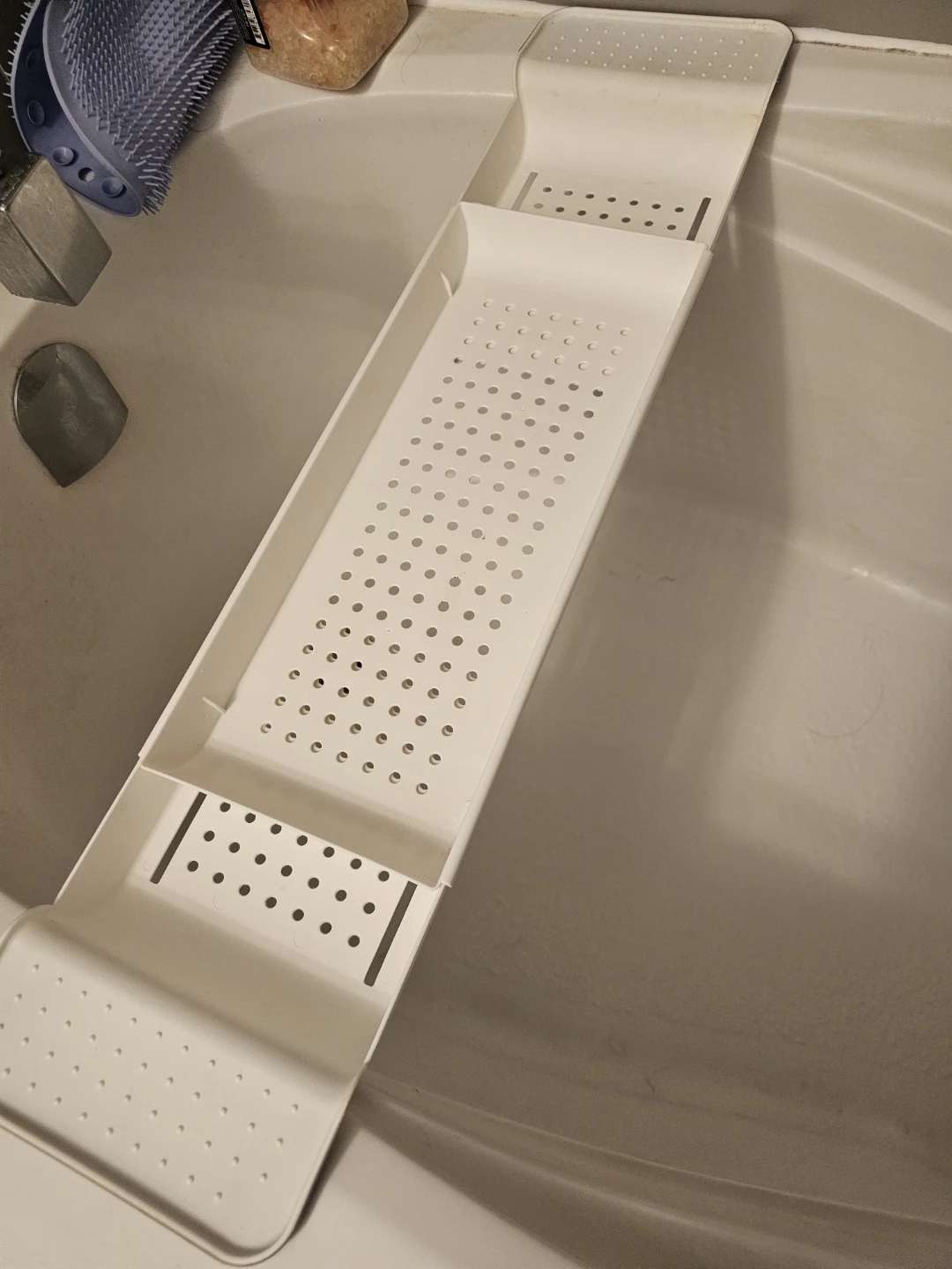 White Expandable Bathtub Tray Caddy