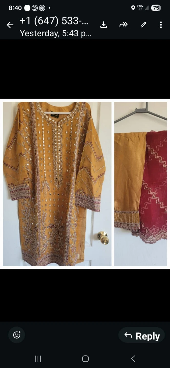 Embellished Mustard Kurta with Pants and Dupatta