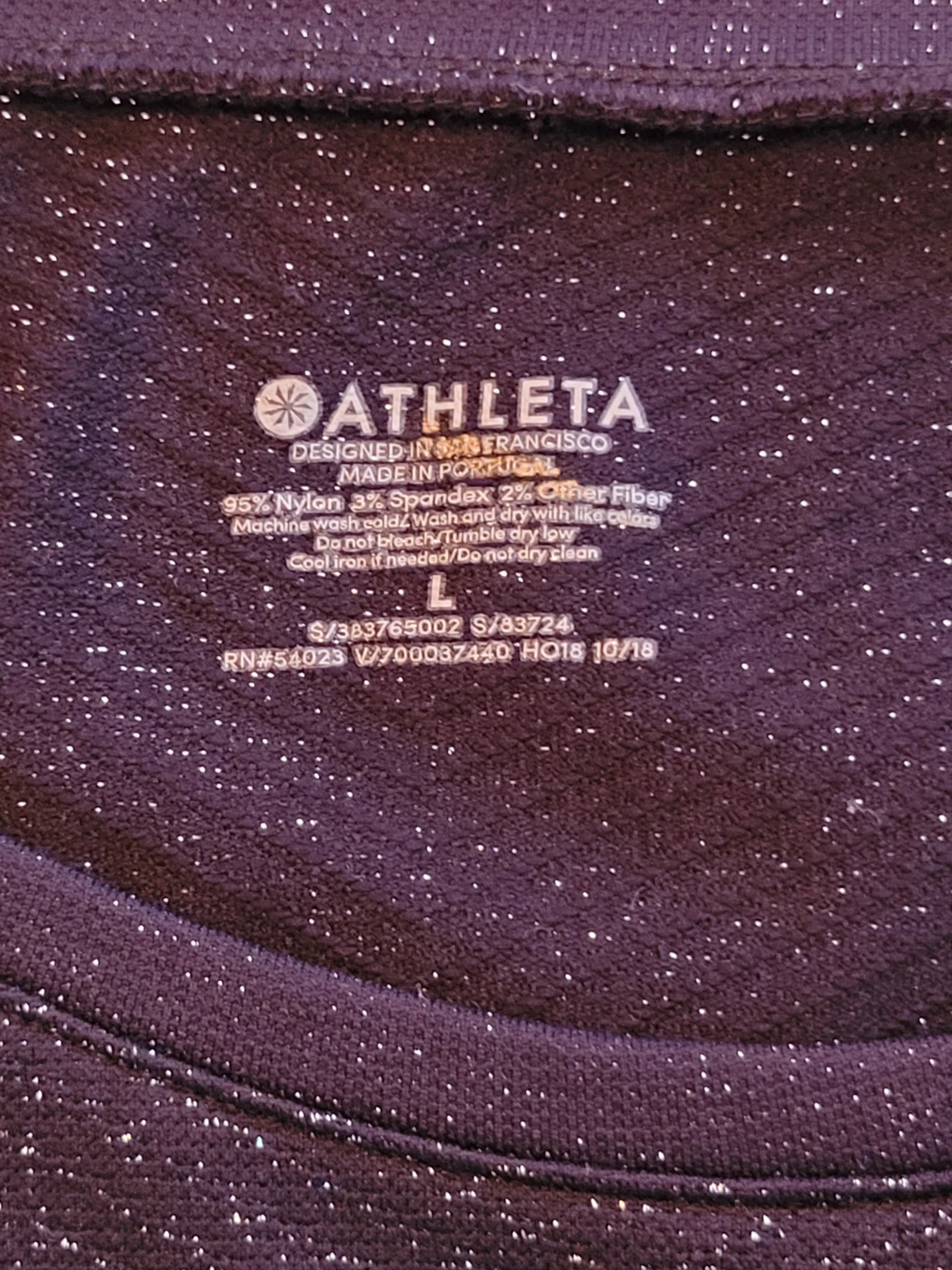 Athleta Long Sleeve Black & Sparkle Athletic Top - Size L - photo 3