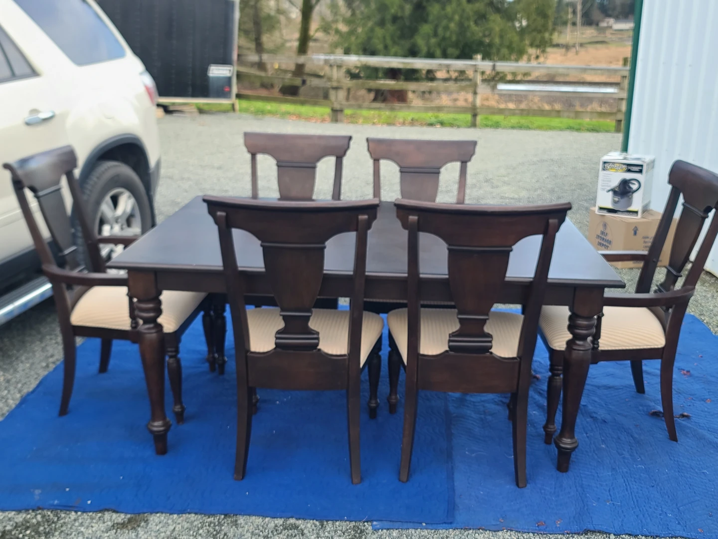 Dark Wood Dining Table and 6 Chairs