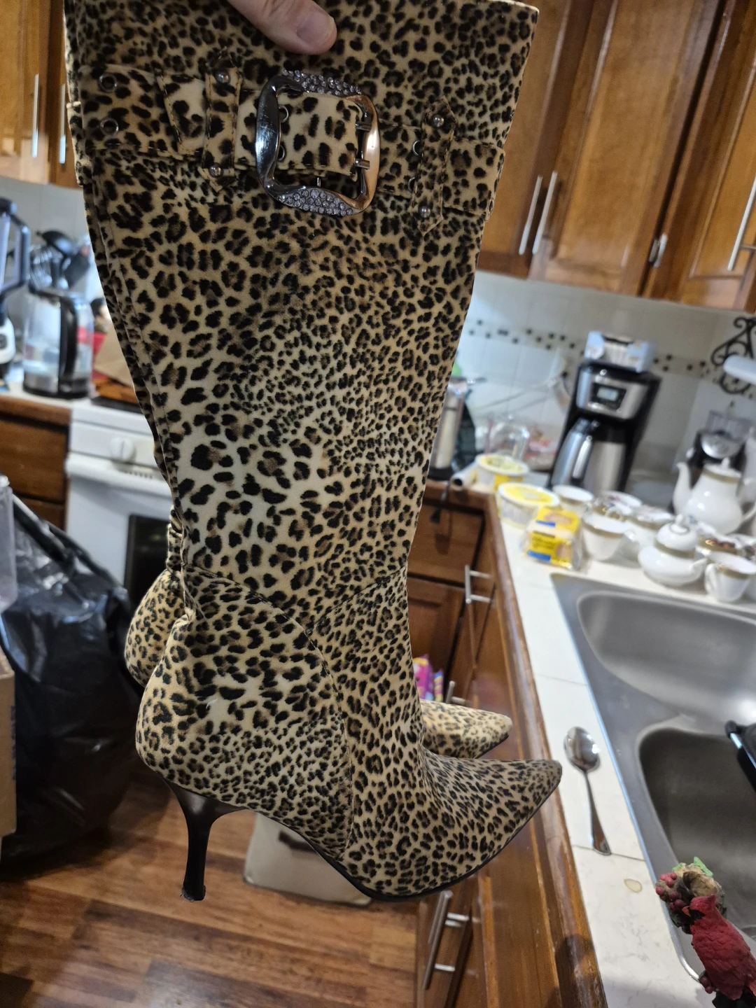 Rina Leopard Print Knee-High Boots - Size 6.5
