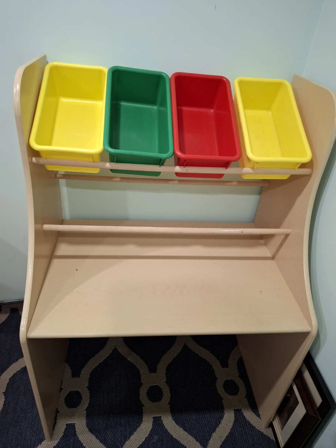 Kid's Desk and Toy Organizer Shelf with Bins