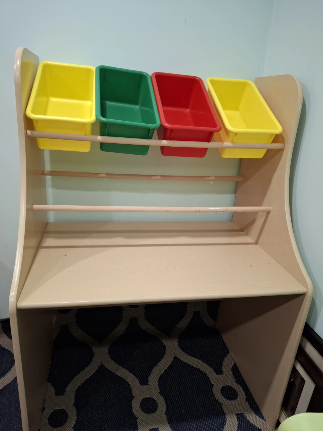 Kid's Desk and Toy Organizer Shelf with Bins - photo 4