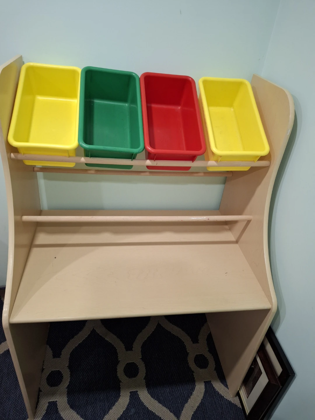 Kid's Desk and Toy Organizer Shelf with Bins - photo 5