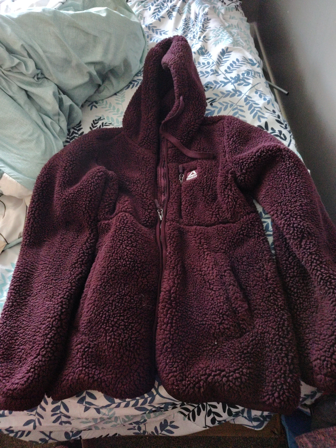 Reebok Fleece Hooded Jacket - Burgundy - XS - photo 3