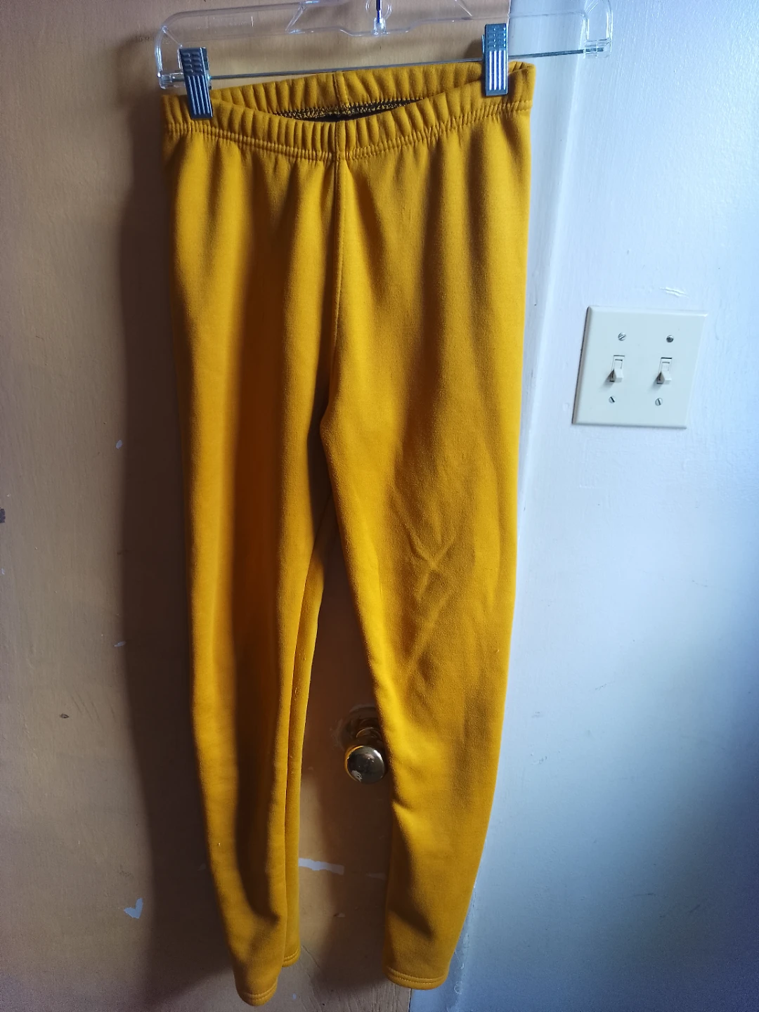 Kids’ Yellow Fleece Lined Leggings - Size S/P